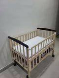 Buy FURNIFEST Wooden Baby Cot Crib – sturdy pinewood cradle with mattress, storage & mosquito net for 0–3 yrs.