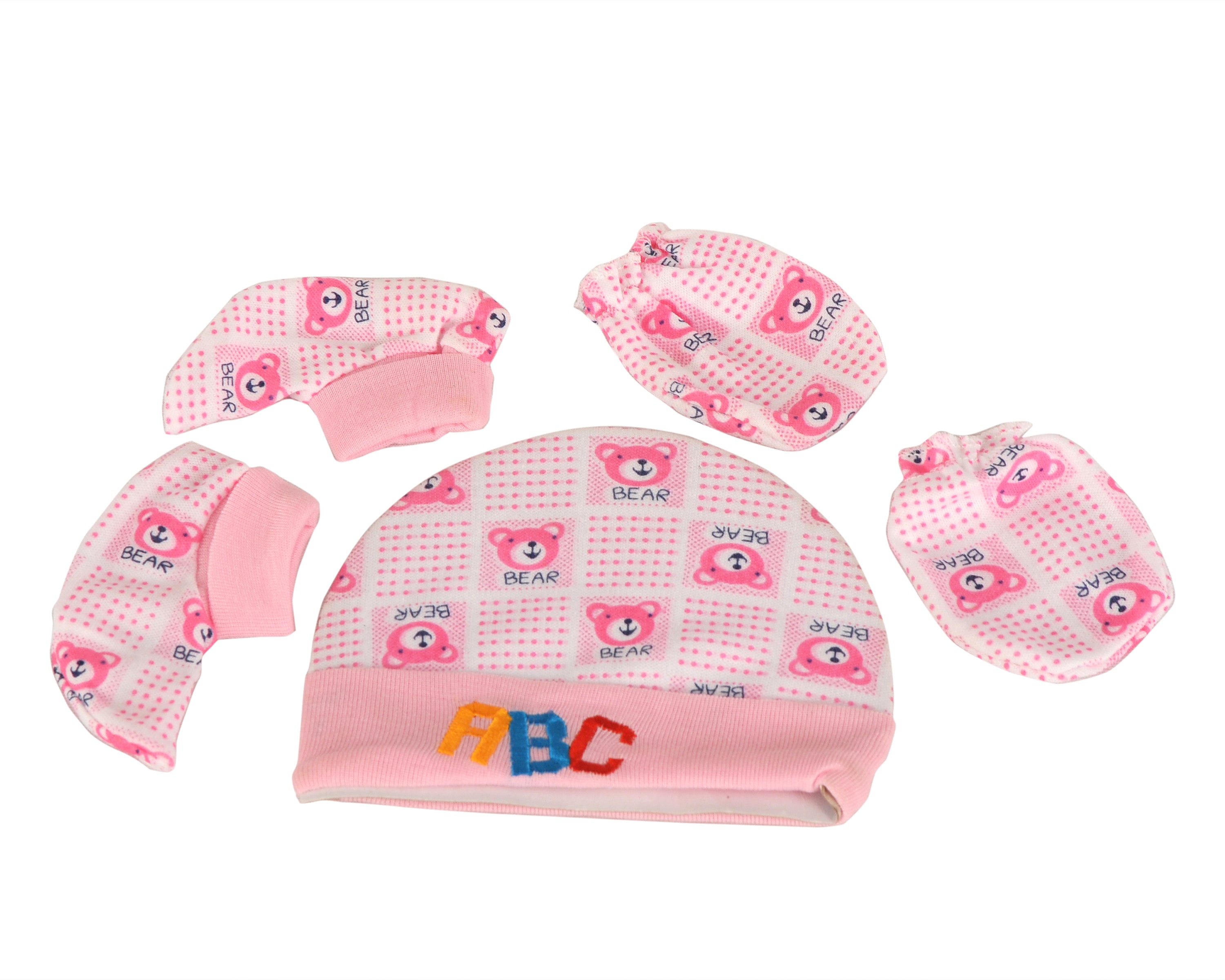 Pure Cotton Cap Mitten Booty Set
