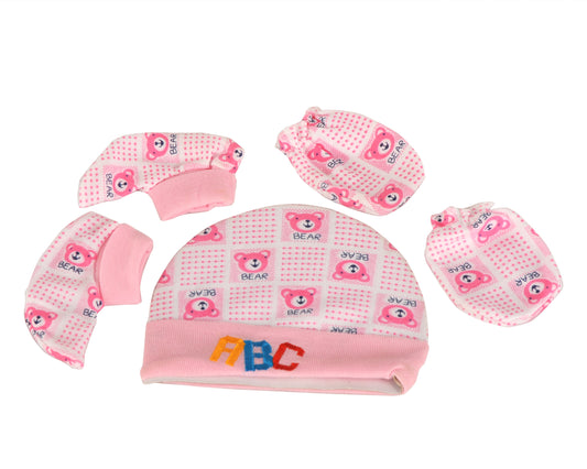 Pure Cotton Cap Mitten Booty Set
