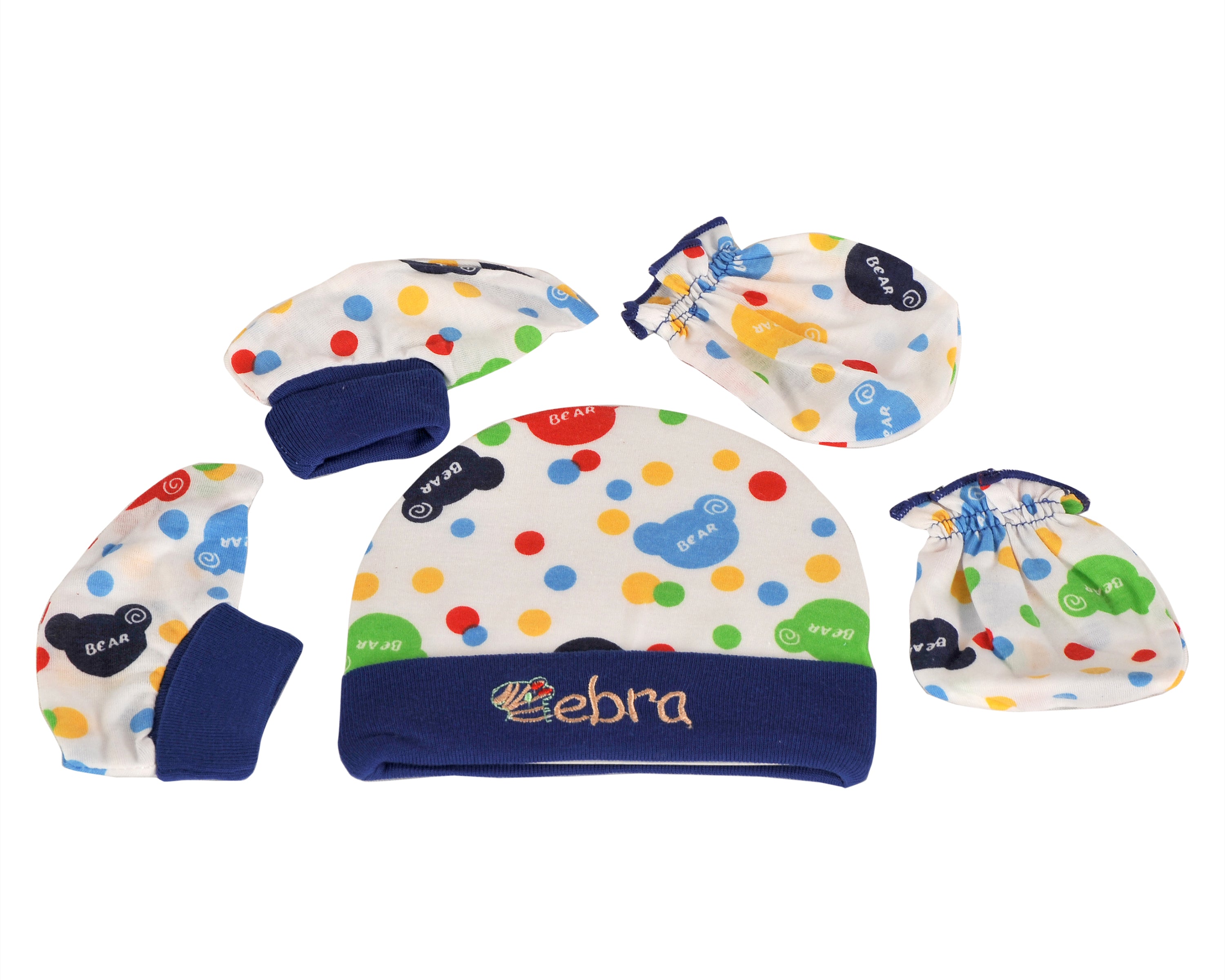 Pure Cotton Cap Mitten Booty Set