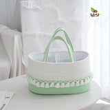 Baby diaper caddy bag with multiple storage compartments, cute design, organized sections, sturdy handles, and convenient storage for diapers, wipes, bottles, and baby essentials.
