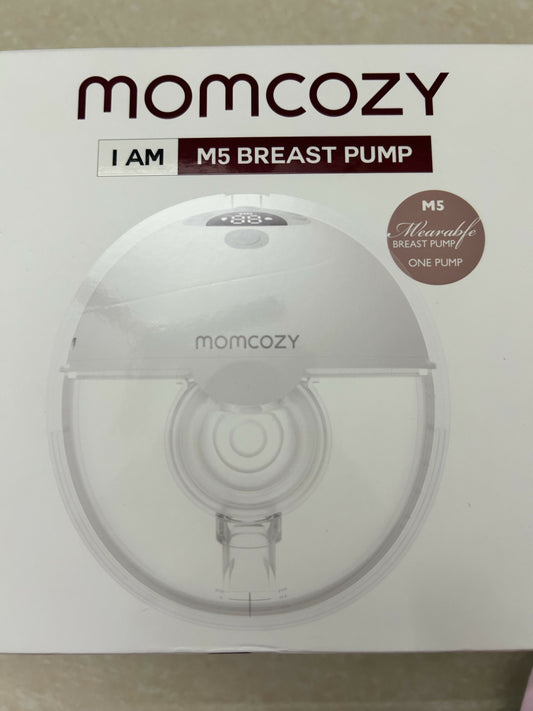 Momcozy M5 Breast Pump packaging on a white background
