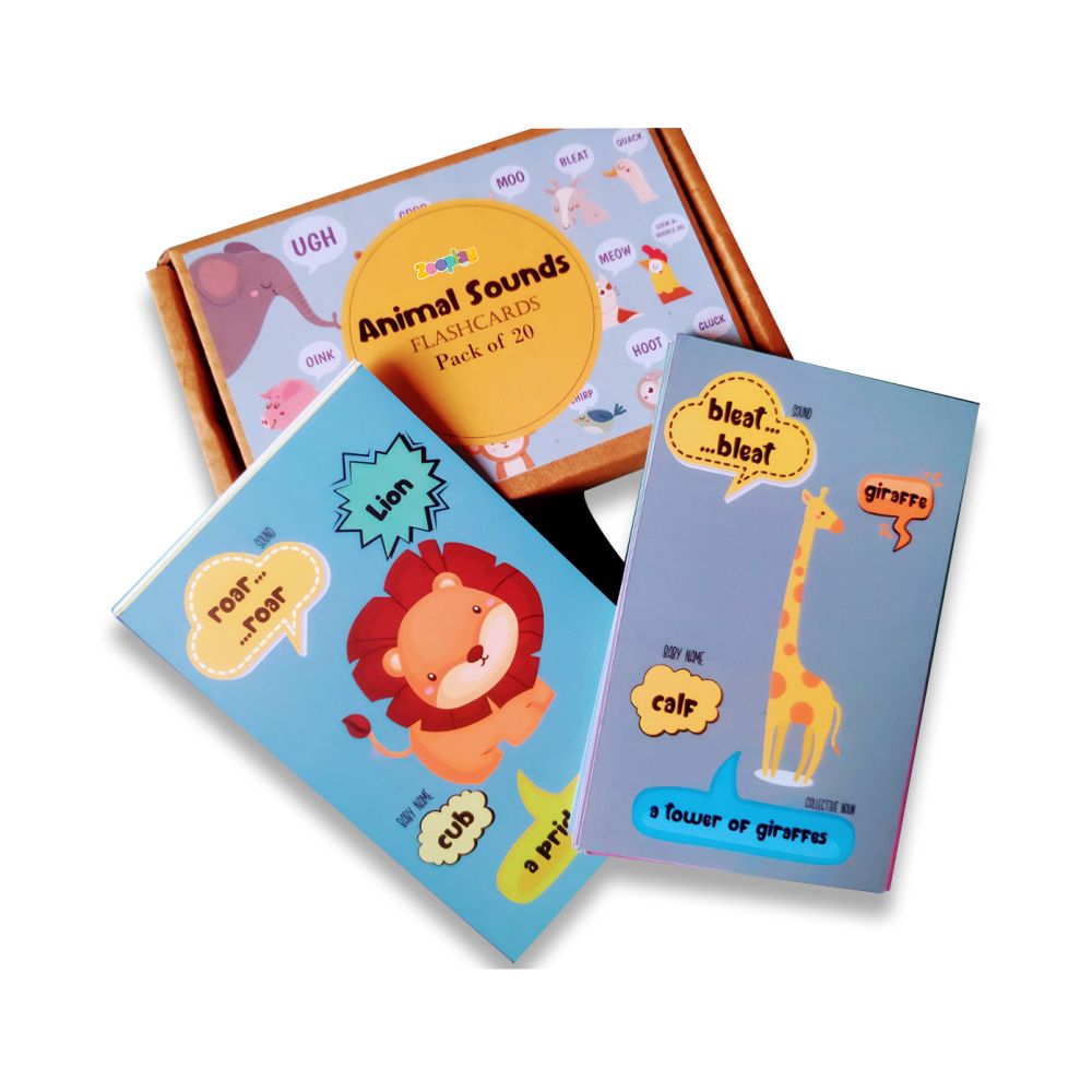 ZOOPLAY Animals Sounds Flashcards with Collective Noun and Baby Name