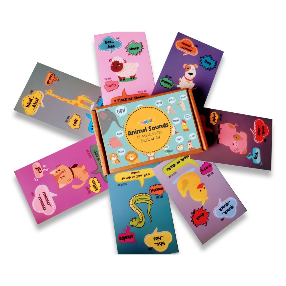 ZOOPLAY Animals Sounds Flashcards with Collective Noun and Baby Name