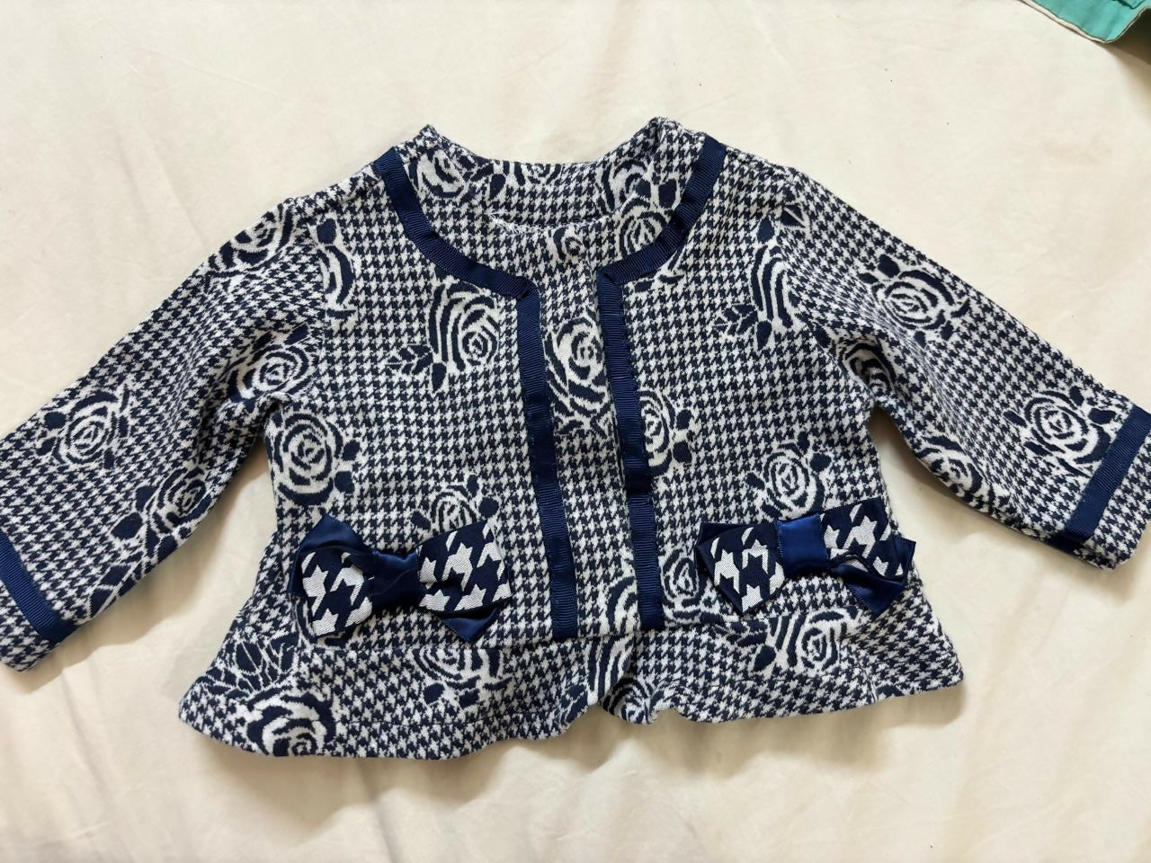 CHICCO baby jacket – stylish self-design, soft stretchable fabric, perfect for infants.