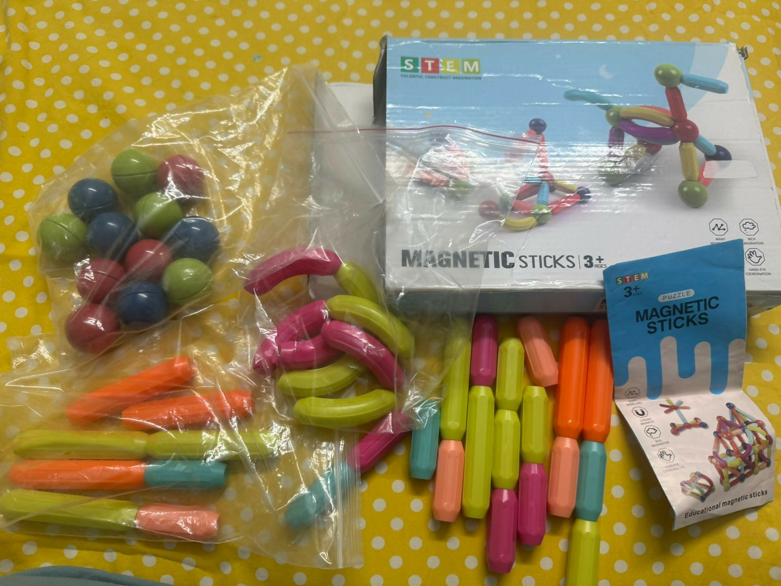 STEM 46-piece magnetic sticks set – fun educational toy for kids’ creativity and learning.