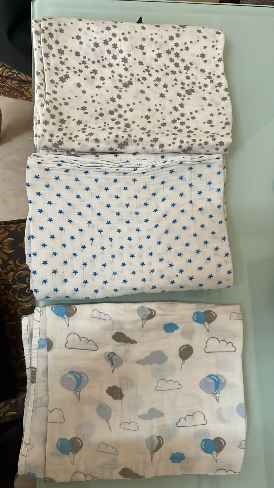 Babyhug Cotton Muslin Multipurpose Swaddle Wraps Unicorn Print Pack of 3