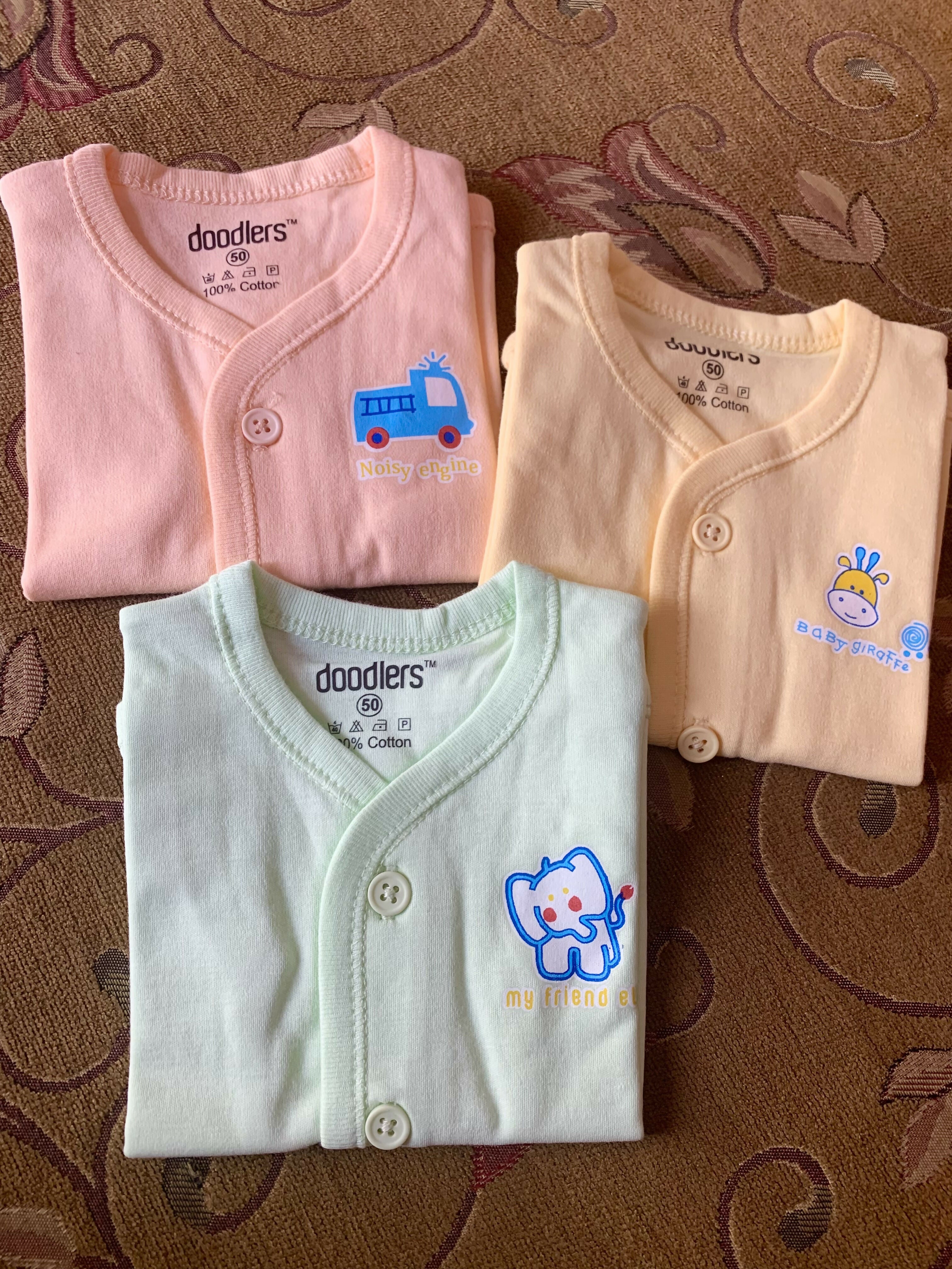 Set of 3 vest front open 100% cotton for new born - PyaraBaby