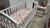HUNYHUNY 15-in-1 pinewood cot crib with mattress and mosquito net, featuring sturdy wooden construction, convertible design, comfortable sleeping space, and secure support for babies.