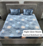 Gray bedsheets with space-themed pattern