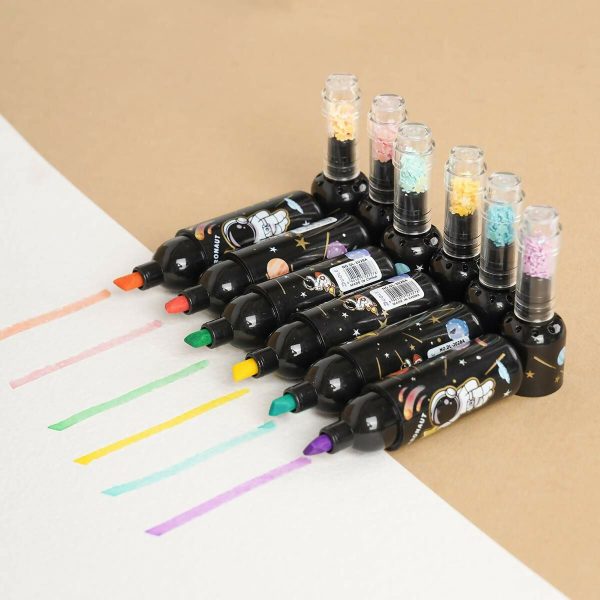 Glitter Bottle fancy highlighter pen set for kids girls, school and office uses. Perfect for school, office, family use.