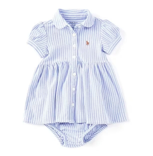 RALPH LAUREN Original 100 Percent Authentic Genuine Product Frock and Inner Wear / Stripe knit Oxford dress - PyaraBaby