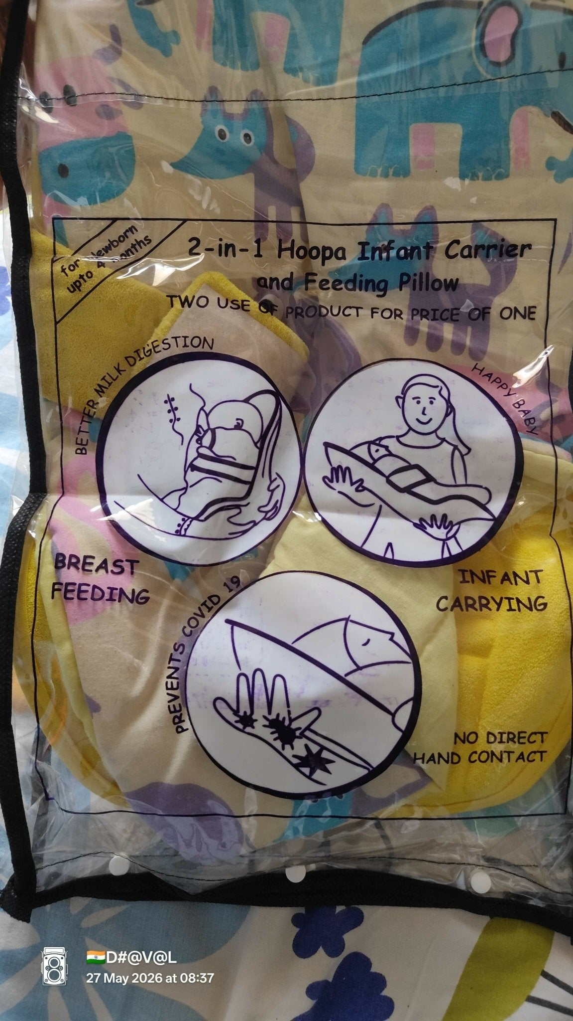 Hoopa 2 in 1 feeding pillow with soft cushioned support, ergonomic design, versatile nursing functionality, and comfortable positioning for babies and breastfeeding mothers.
