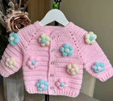 Baby sweater, headband, booties, cap, and mittens set – a cozy and stylish outfit to keep your little one warm and comfortable.