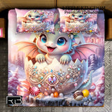 Children's 3D bedding set with cartoon dragon design