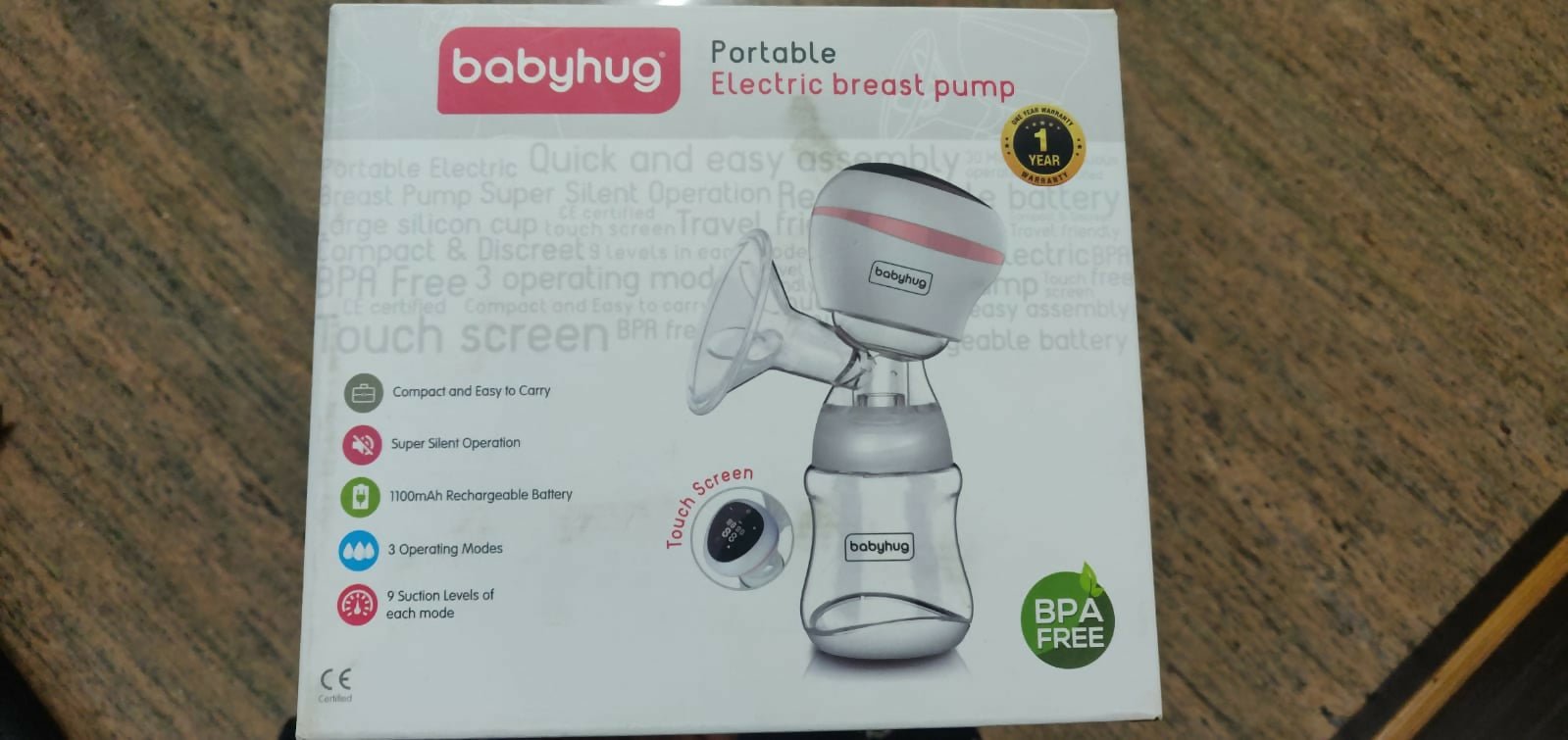 Babyhug portable electric breast pump box, brand new unused, complete set with accessories