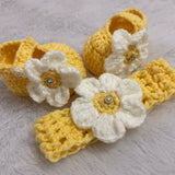 Crochet Baby Girl Shoes/Sandals & Headband