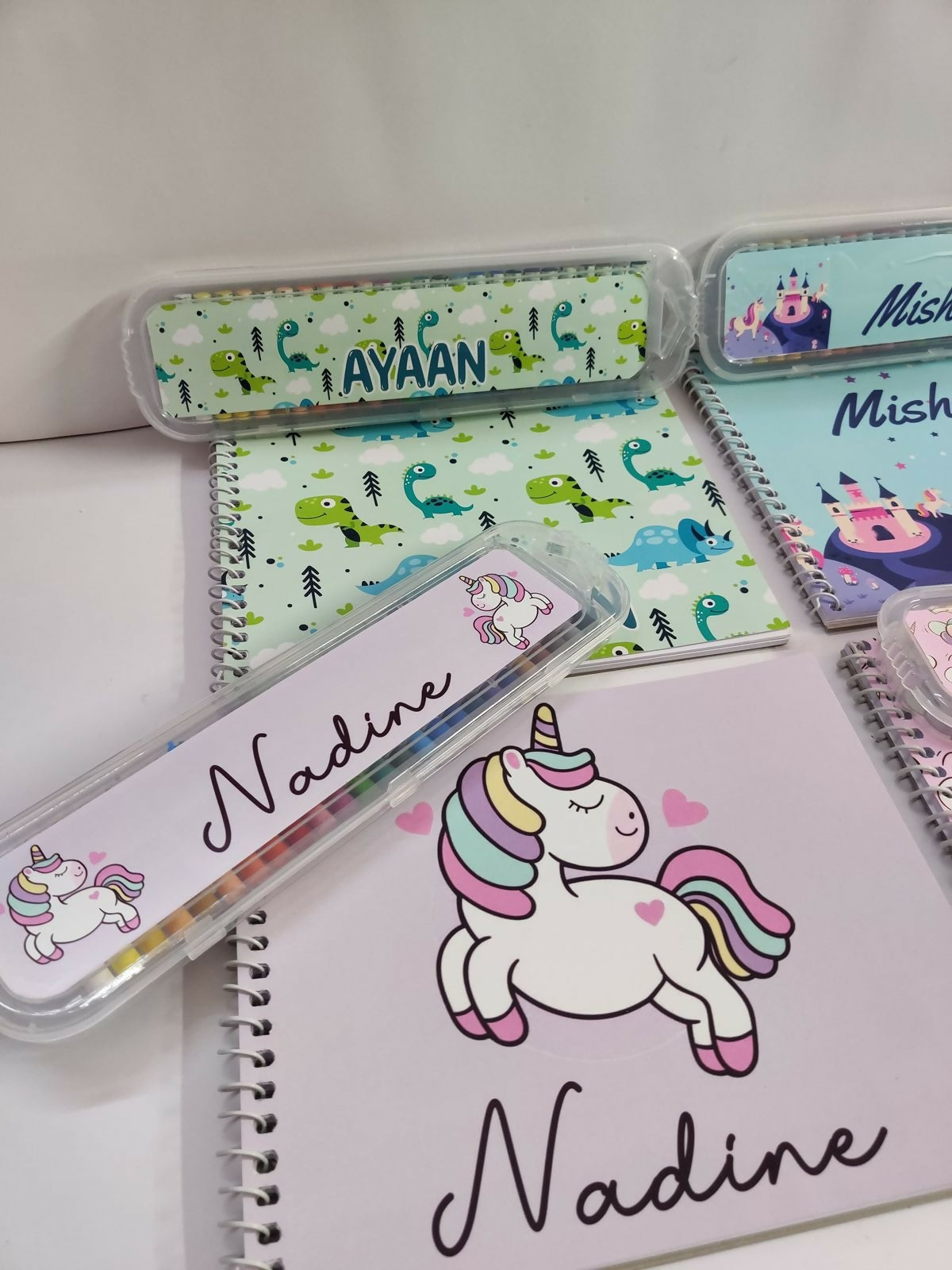 Personalized drawing set for kids featuring customized name detailing and creative art essentials for drawing, coloring, sketching, and fun artistic activities at home or on the go.