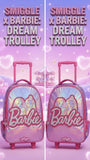 Original Smiggle 18-Inch Personalized Trolley Backpack with custom name personalization, spacious storage compartments, retractable trolley handle, smooth-rolling wheels, and adjustable shoulder straps for school and travel.