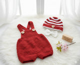 Crochet christmas baby romper, beanie and bow set