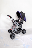 LUVLAP Sunshine reversible handle stroller with reclining seat, foldable baby pram design, safety harness, adjustable canopy, and comfortable travel support for babies and toddlers.