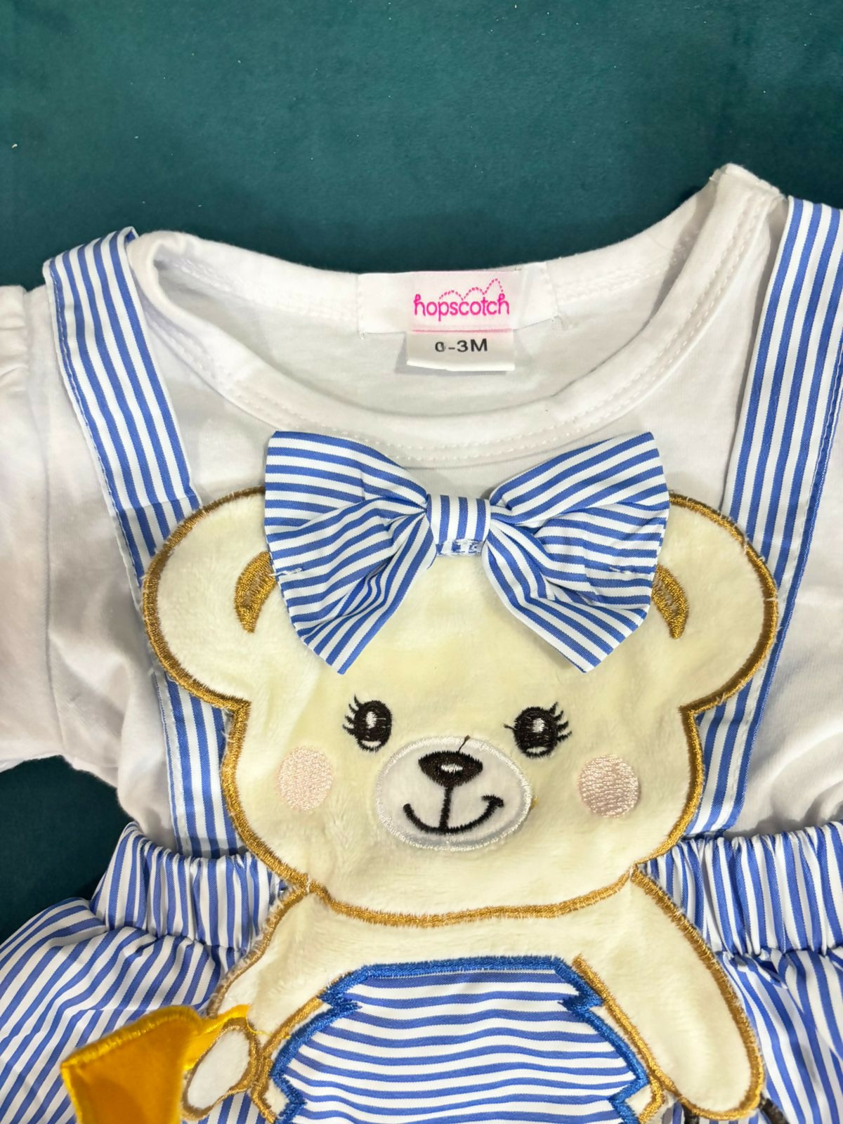 HOPSCOTCH Bodysuit Set Of (2) One with Lace and Crochet and One with Bunny Applique In Cotton