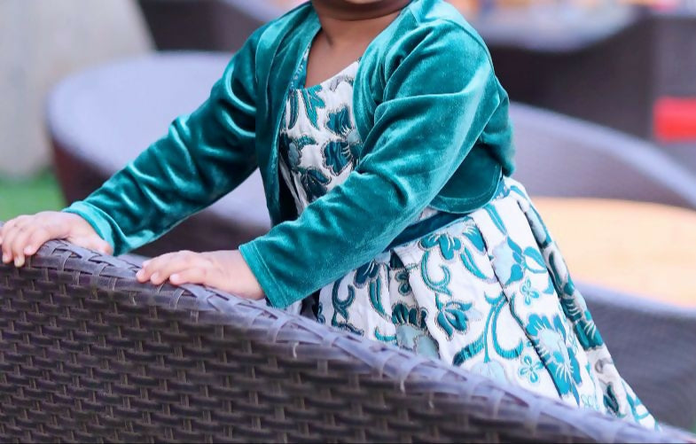 Wrap your little one in luxury with the SWEETHEART Imported From USA Velvet Jacket featuring exquisite appliqué work - crafted from soft, imported velvet fabric for unparalleled comfort and style.