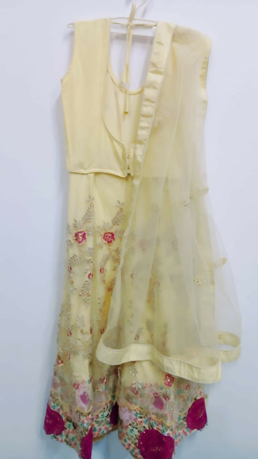 Elegant Cream Lehenga Choli Set for Girls | 3-Piece Traditional Outfit