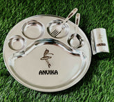 Buy Personalised Stainless Steel Plate, Glass, Spoon, and Fork Set – Durable, Safe & Customised Mealtime Set for Kids