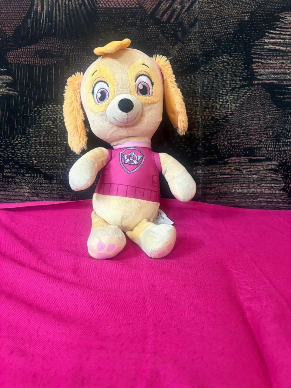 PAW PATROL pink soft toy with plush fabric, soft stuffing, character-inspired design, and cuddly feel for kids’ playtime, gifting, and comfort.