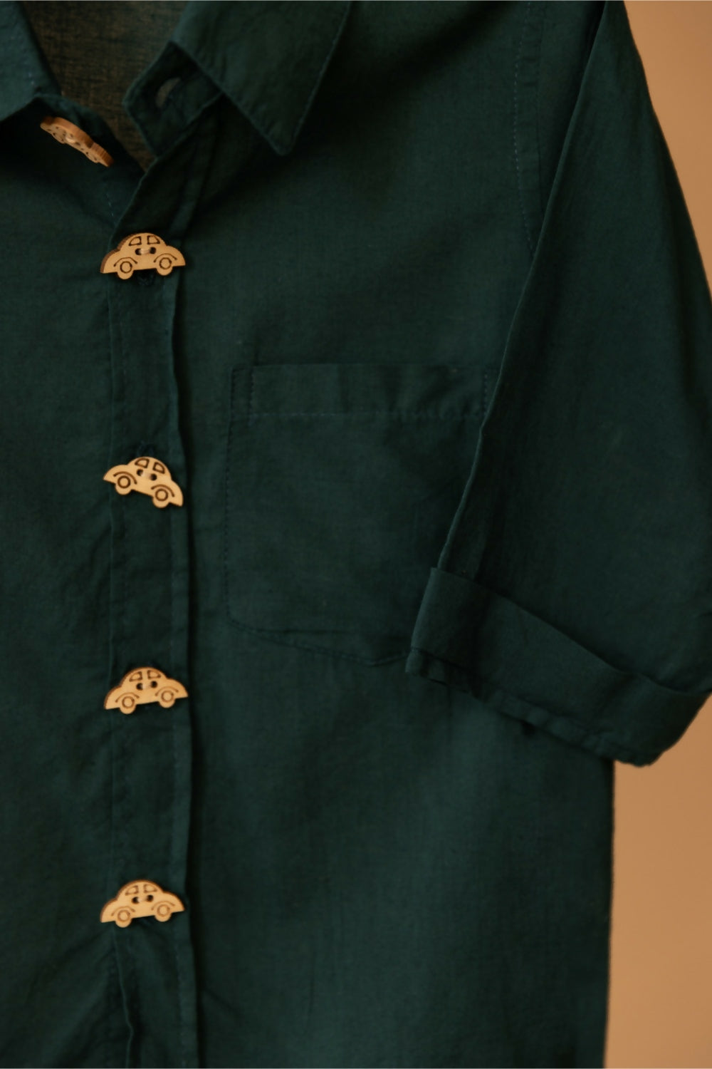 Cardy Green Shirt with car buttons - PyaraBaby