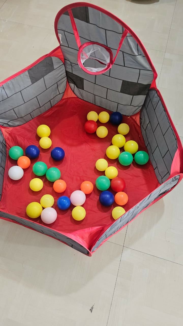 PLAY NATION ball pool play tent with colorful balls, spacious play area, foldable design, and fun indoor and outdoor activity space for babies and young children.