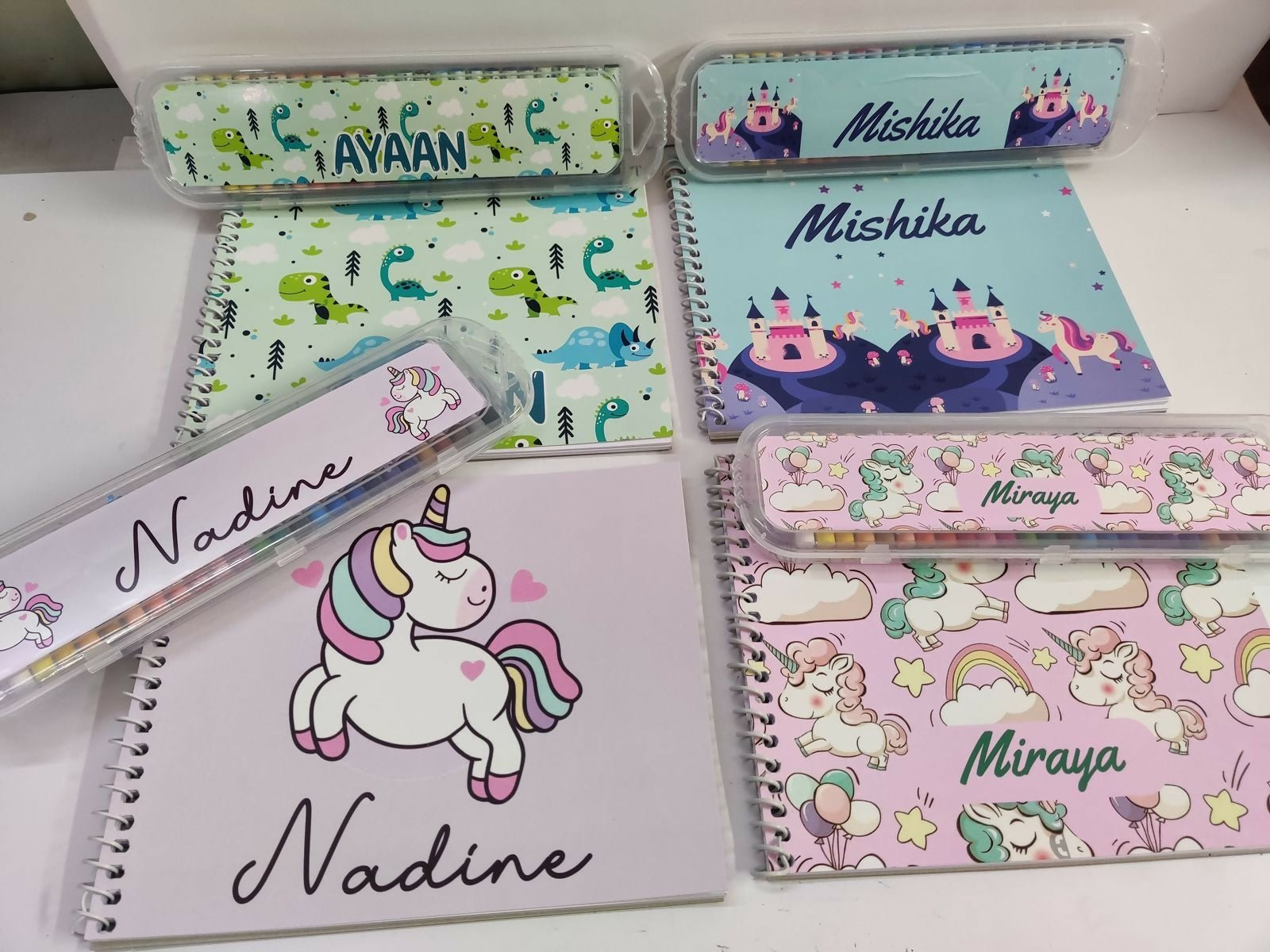 Personalized drawing set for kids featuring customized name detailing and creative art essentials for drawing, coloring, sketching, and fun artistic activities at home or on the go.