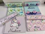 Personalized drawing set for kids featuring customized name detailing and creative art essentials for drawing, coloring, sketching, and fun artistic activities at home or on the go.