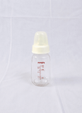 Pigeon 120ml Glass Feeding Bottle with Peristaltic silicone nipple, BPA-free glass, ergonomic shape, and durable design for safe, comfortable, and natural feeding for newborns and infants.