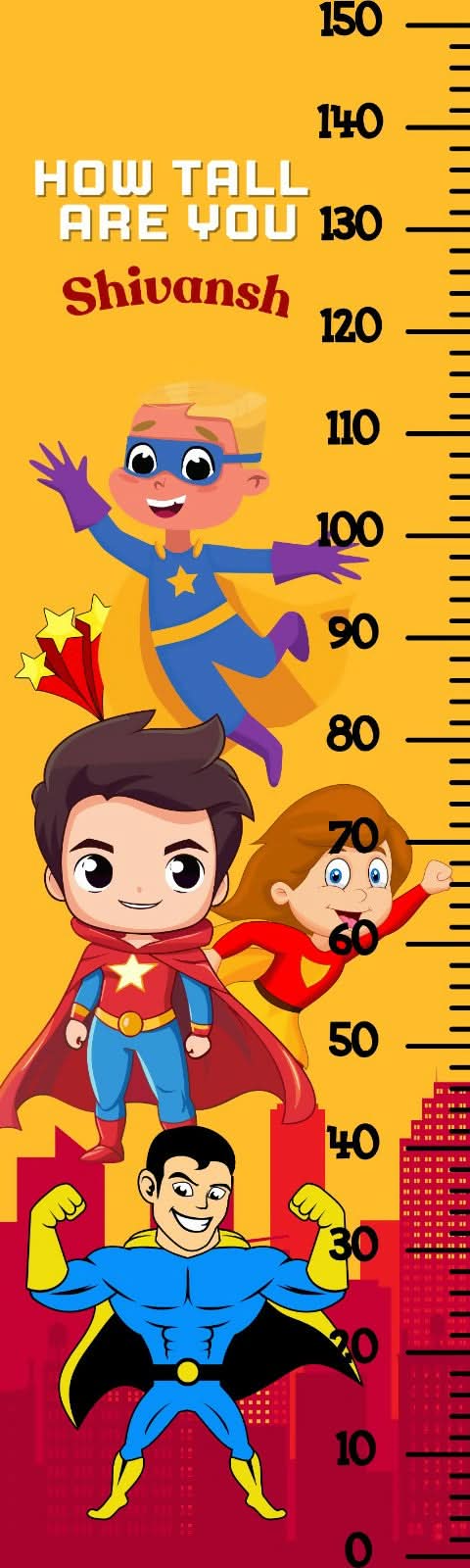 Customised Height Chart: Track your child's growth with a personalized height chart featuring their name and picture.