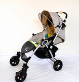 R for Rabbit Chocolate Ride Baby Stroller Pram B122 in Rainbow design with reversible handle, comfortable reclining seat, safety harness, protective canopy, smooth wheels, and foldable frame for everyday baby travel.