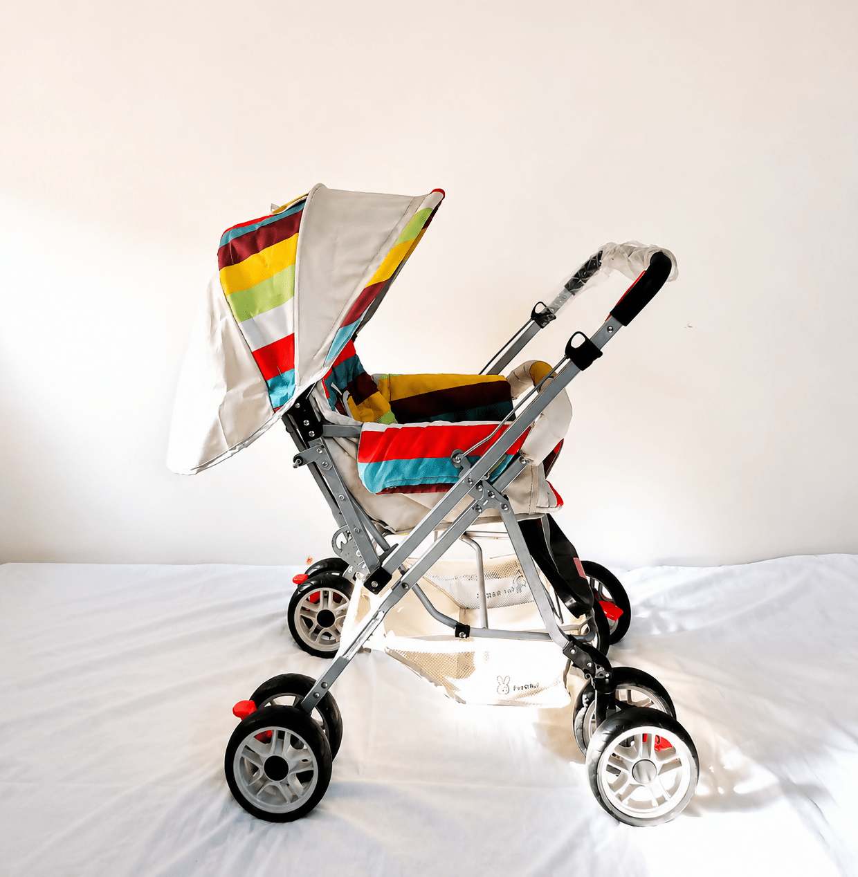 R for Rabbit Lollypop foldable baby stroller with reclining seat, compact travel-friendly design, smooth wheels, safety harness, and adjustable canopy for comfortable baby outings