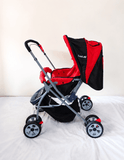 LuvLap Galaxy Baby Stroller Pram 18258 B120 with reversible handle, 5-point safety harness, comfortable reclining seat, protective canopy, foldable frame, smooth wheels, and convenient storage for everyday outings.