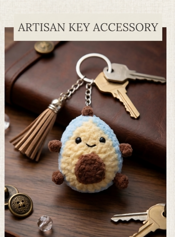 Handmade Crochet Avocado Keychain