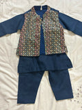 BABYHUG Navy Blue Kurta Set with Embroidered Jacket – Elegant & Festive Ethnic Wear for Kids