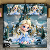 Bed sheets with a princess and castle design