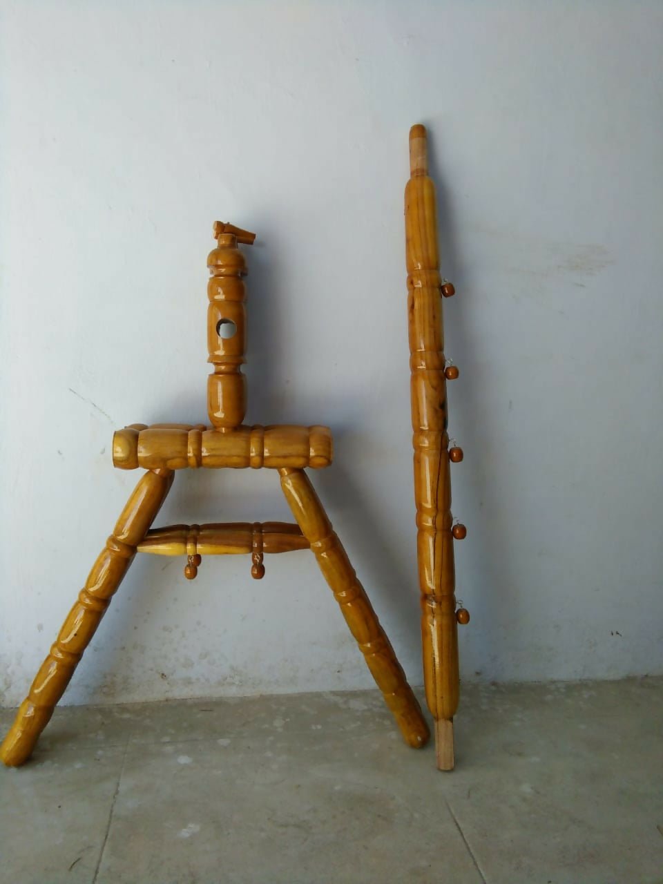Malaysian teak wood single dandi cradle with soft cloth hammock, sturdy wooden frame, smooth finish, and traditional rocking design for a comfortable sleeping space for babies.