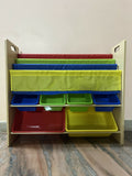 HOMESMITHS Wooden Toy Organiser with Book Rack
