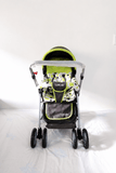 LuvLap reversible handle baby stroller with foldable travel pram design, reclining seat, adjustable canopy, 5-point safety harness, smooth wheels, and spacious storage basket for newborns and toddlers.