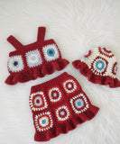 Crocheted baby outfit with owl design