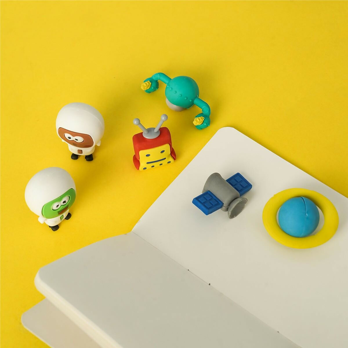 Eraser Set for Kids Pack of 9pieces space theme eraser. Fun colorful dust free erasers for kids.