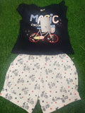 Cute and comfortable, this T-shirt with shorts set for baby girls features adorable prints and breathable fabric, perfect for play and casual outings.