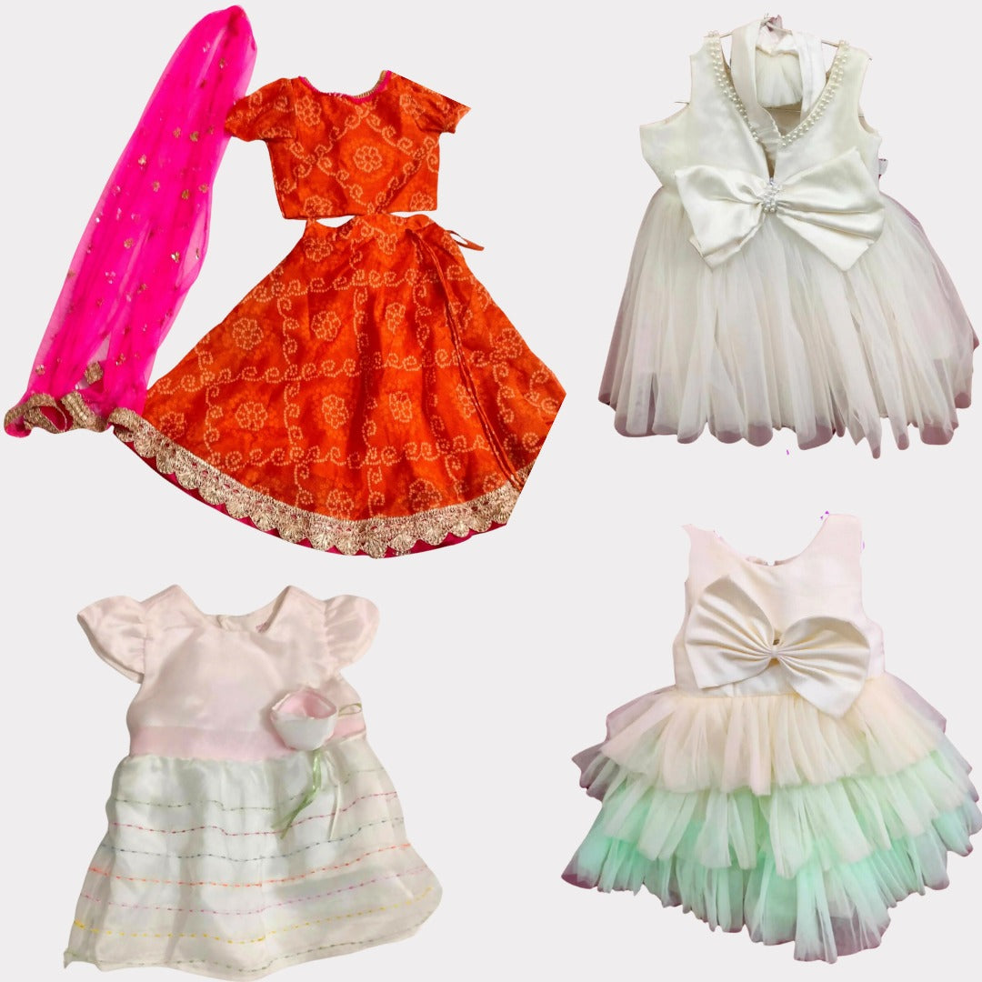 Combo of BABYTEEN Frocks & LIL PEACOCK Lehenga Choli - PyaraBaby