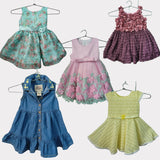 Combo Of Sirosa By Hopscotch Partywear Dress/Frock, ARABELLA & ADDISON Denim Frock/Dress , Partywear Dress/Frock, PINK AND BLUE Brand Dress/Frock, CHERRY CHOCOLATE Dress/Frock - PyaraBaby